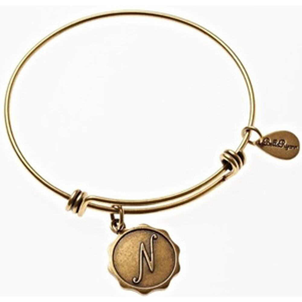 Bella Ryann N Adjustable Expandable Goldtone Wire Bangle Bracelet Initial